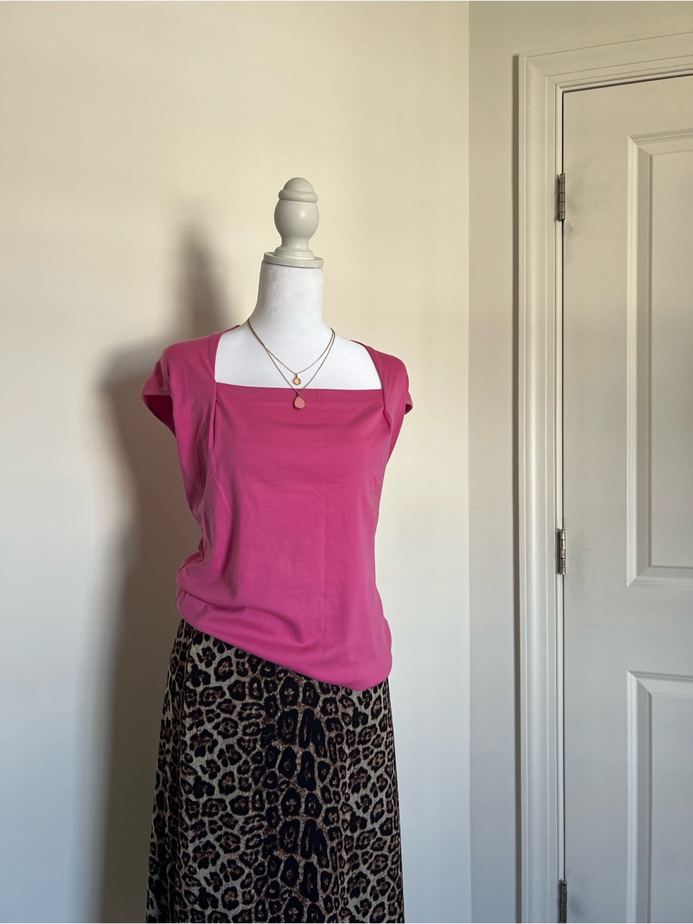 Lafayette 148 New York Square-Neck Pink Top